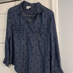 Liz Claiborne Blue Blouse with Pattern